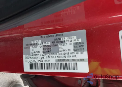 2020 Mazda Cx-5 Touring z USA, uszkodzony, nr VIN JM3KFACM9L0829334